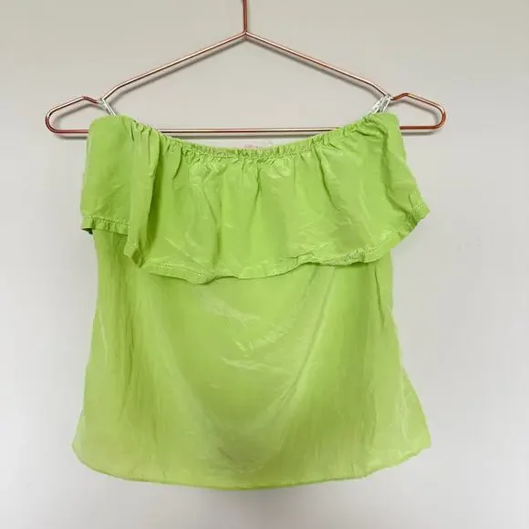 Lilly Pulitzer Women Silk Ginny Top Small Lime Green Coastal Y2K Summer Vacation - Picture 2 of 6
